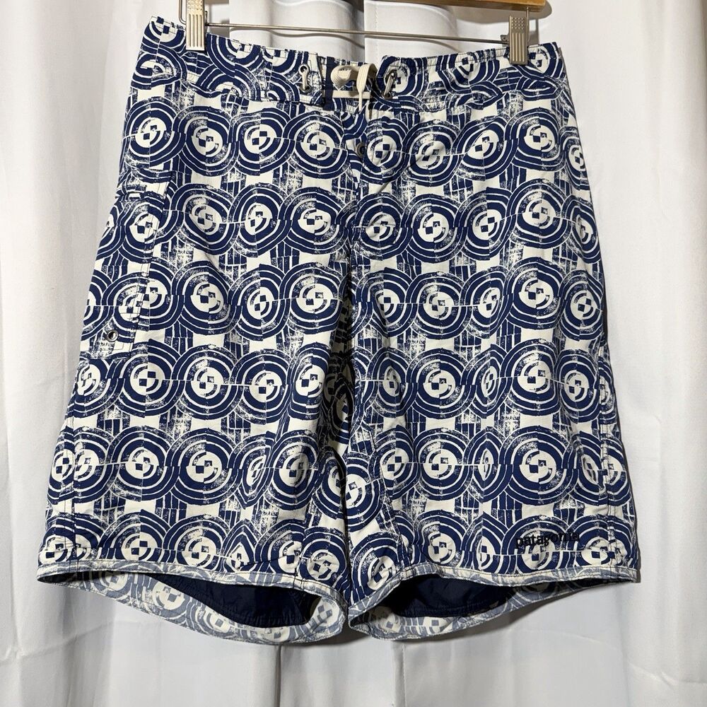 Patagonia Paddler Surf Swim‎ Board Shorts Trunks Mens Dark Blue Geometric 30
